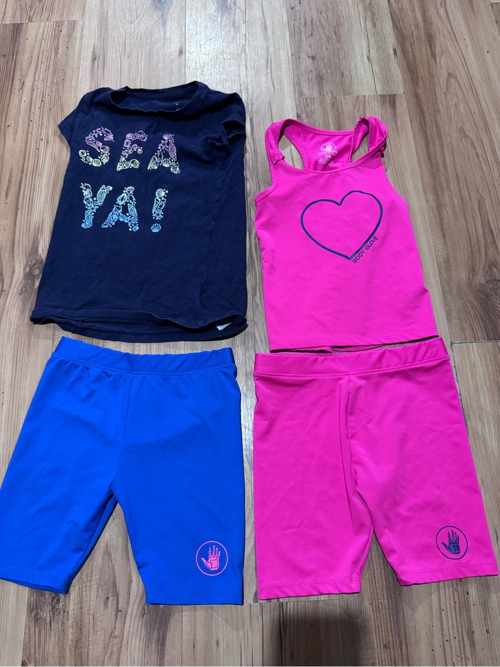Body Glove Girls 4-Piece Pajama & Active Set - Pink, Blue & Black